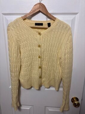 Cable Knit Cream Yellow Sweater Cardigan